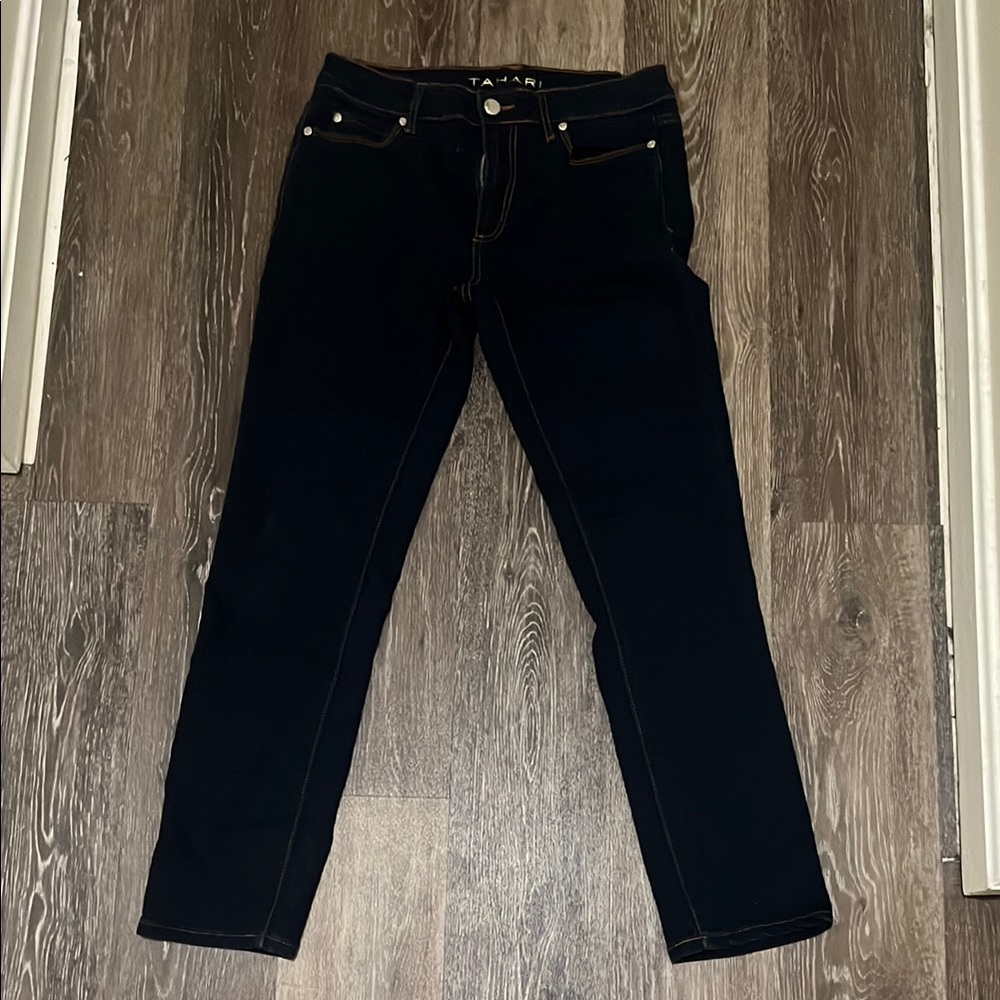 Tahari Women's Dark Straight Leg Jeans